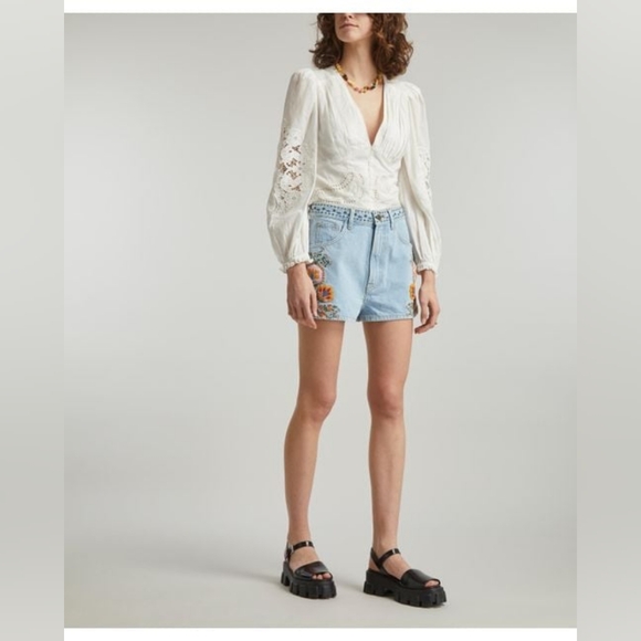 15. NWT FARM RIO OFF-WHITE LACE BLOUSE - Picture 3 of 10